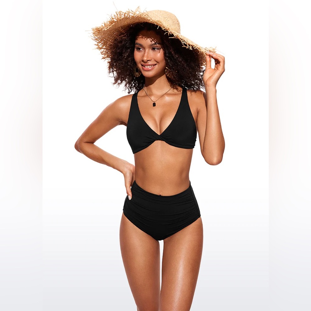 Sunshine V Neck Bikini Twist Front Tops Criss Cross Back